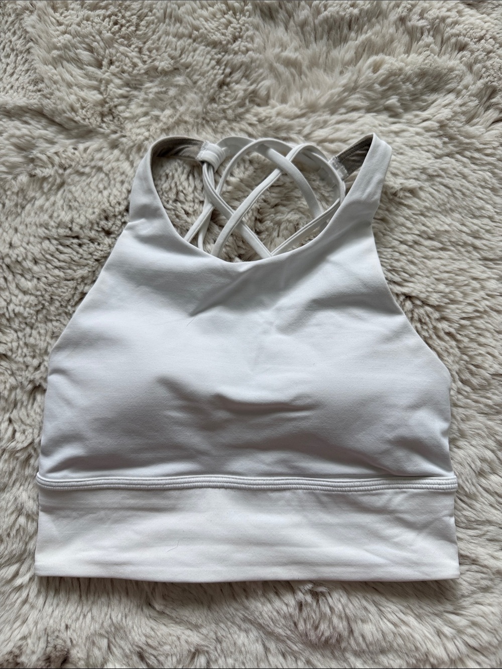 lululemon athletica Free to Be, White High-Neck Strappy Sports Bra